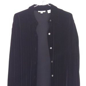 Ann Taylor Black Velvet Long Sleeve Shirt-Tunic Length-S/M